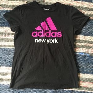 NWOT Adidas "The Go-To Tee" Black and Pink Logo